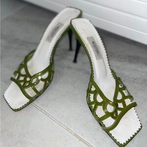 Vintage Moschino Women's Green Heeled Sandals